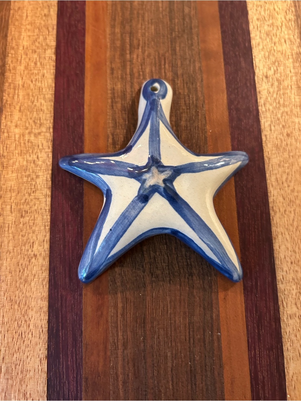 MA Hadley Pottery Stoneware Christmas Star Ornament Etched Signature 3.5” Tall